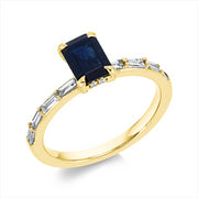 Ring mit Saphir  aus 750/-18 Karat Gelbgold mit 20 Diamanten 0