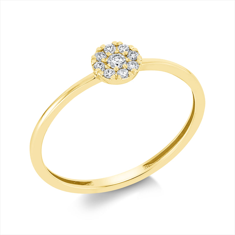 Ring    aus 750/-18 Karat Gelbgold mit 9 Diamanten 0