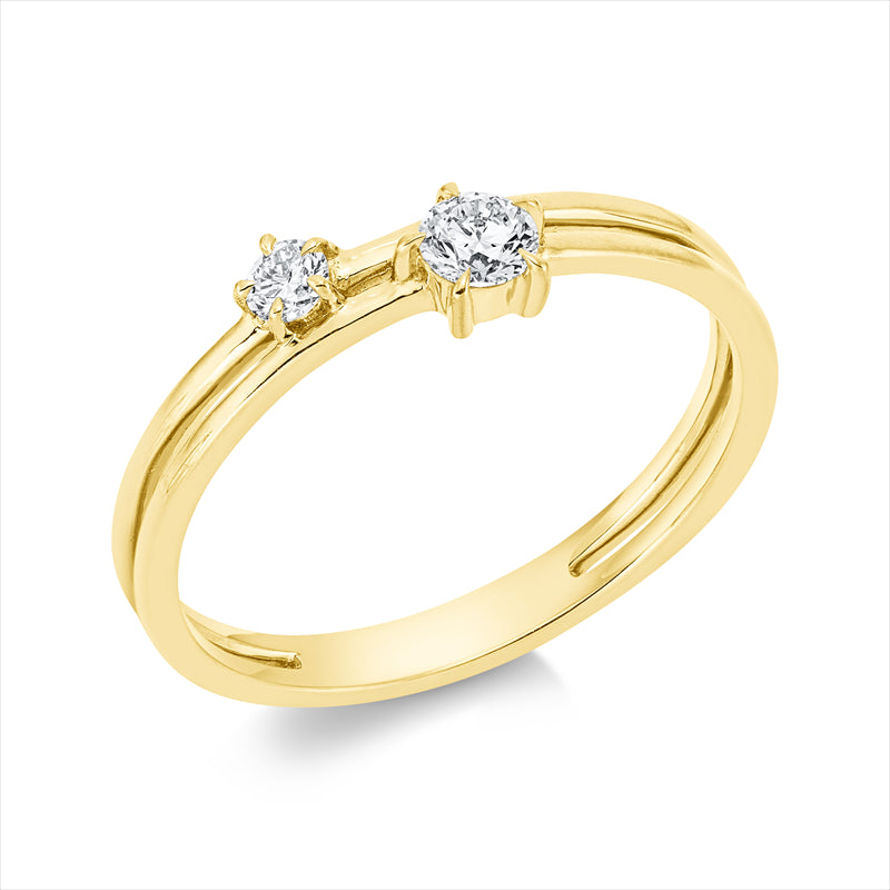 Ring    aus 750/-18 Karat Gelbgold mit 2 Diamanten 0