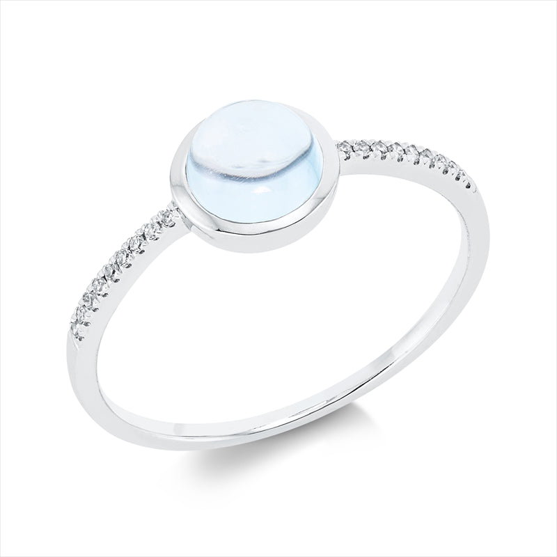 Ring mit Topas  aus 750/-18 Karat Weißgold mit 18 Diamanten 0