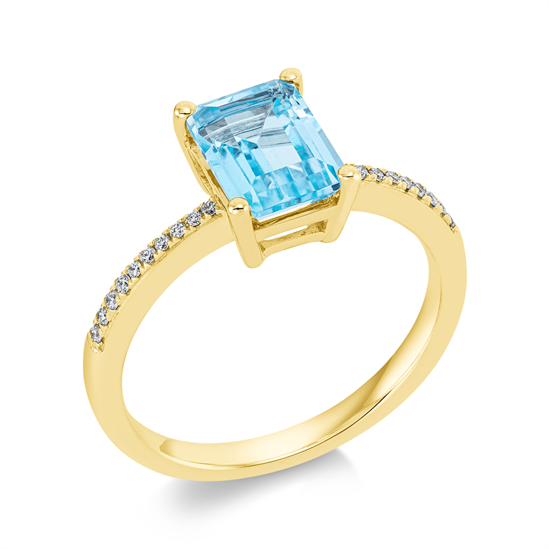 Ring mit Topas  aus 750/-18 Karat Gelbgold mit 20 Diamanten 0