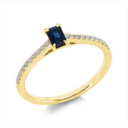 Ring mit Saphir  aus 750/-18 Karat Gelbgold mit 20 Diamanten 0