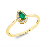 Ring mit Smaragd  aus 750/-18 Karat Gelbgold mit 17 Diamanten 0