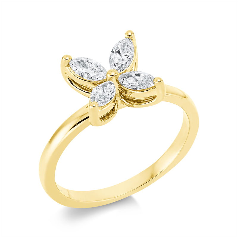 Ring    aus 750/-18 Karat Gelbgold mit 4 Diamanten 0