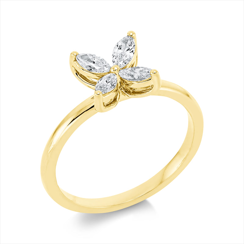 Ring    aus 750/-18 Karat Gelbgold mit 4 Diamanten 0