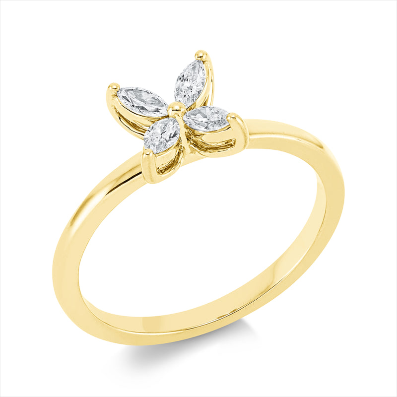 Ring    aus 750/-18 Karat Gelbgold mit 4 Diamanten 0