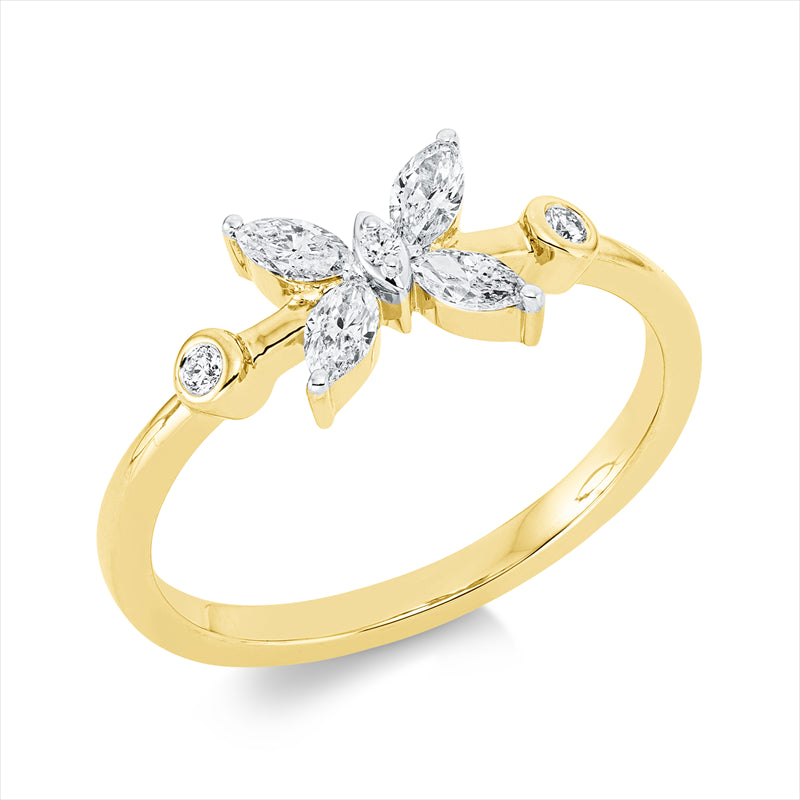 Ring    aus 750/-18 Karat Gelbgold mit 7 Diamanten 0
