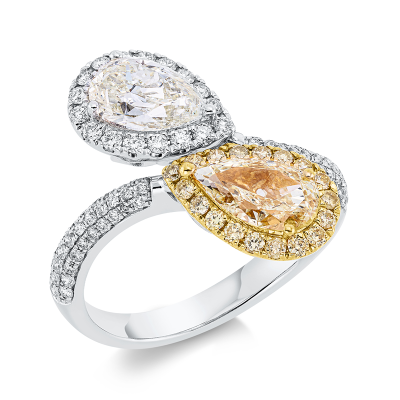Ring    aus 750/-18 Karat Weißgold / Gelbgold mit 99 Diamanten 2