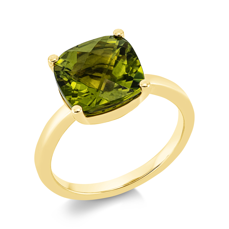 Ring mit Peridot  aus 750/-18 Karat Gelbgold  