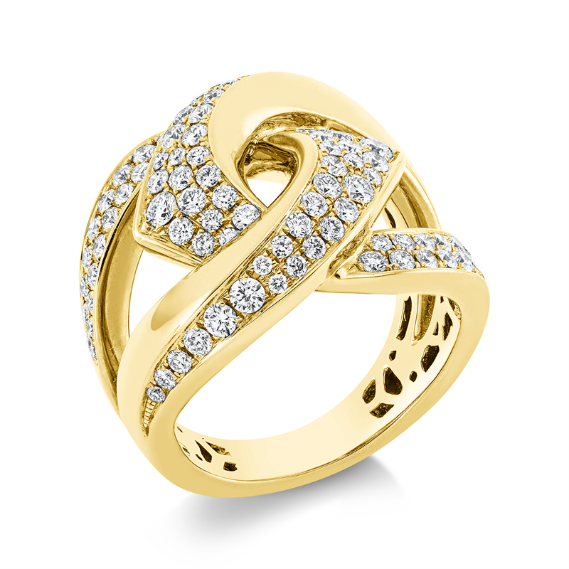 Ring    aus 750/-18 Karat Gelbgold mit 100 Diamanten 1