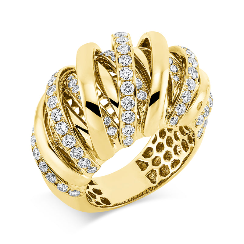 Ring    aus 750/-18 Karat Gelbgold mit 90 Diamanten 1