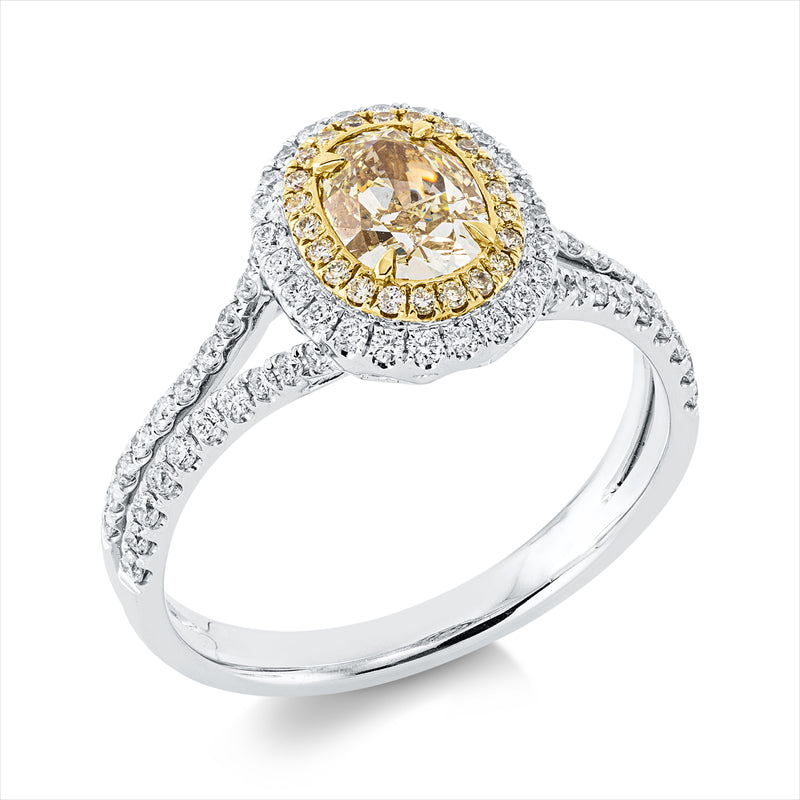 Ring    aus 750/-18 Karat Weißgold / Gelbgold mit 87 Diamanten 1