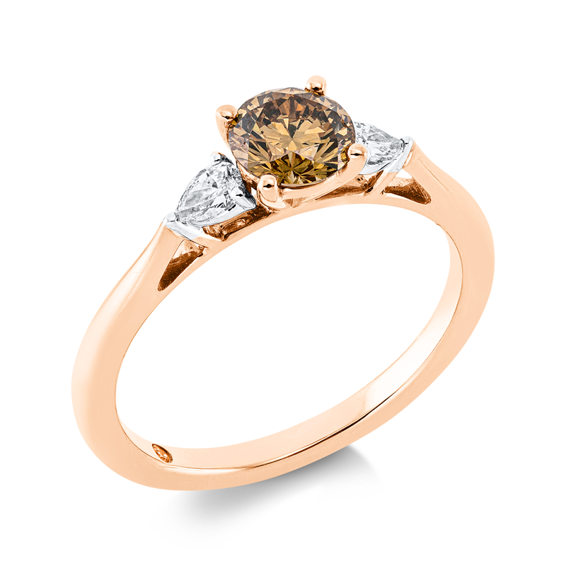 Ring    aus 750/-18 Karat Rotgold / Weißgold mit 4 Diamanten 0