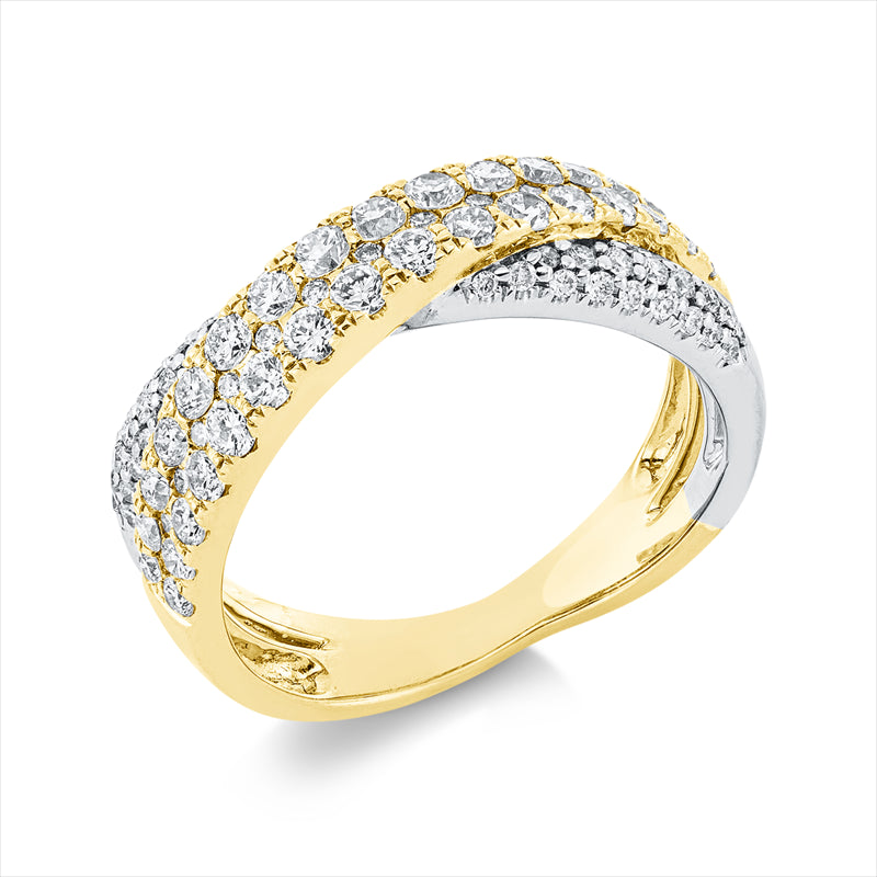 Ring    aus 750/-18 Karat Gelbgold / Weißgold mit 91 Diamanten 0