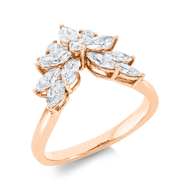 Ring    aus 750/-18 Karat Rotgold mit 14 Diamanten 1