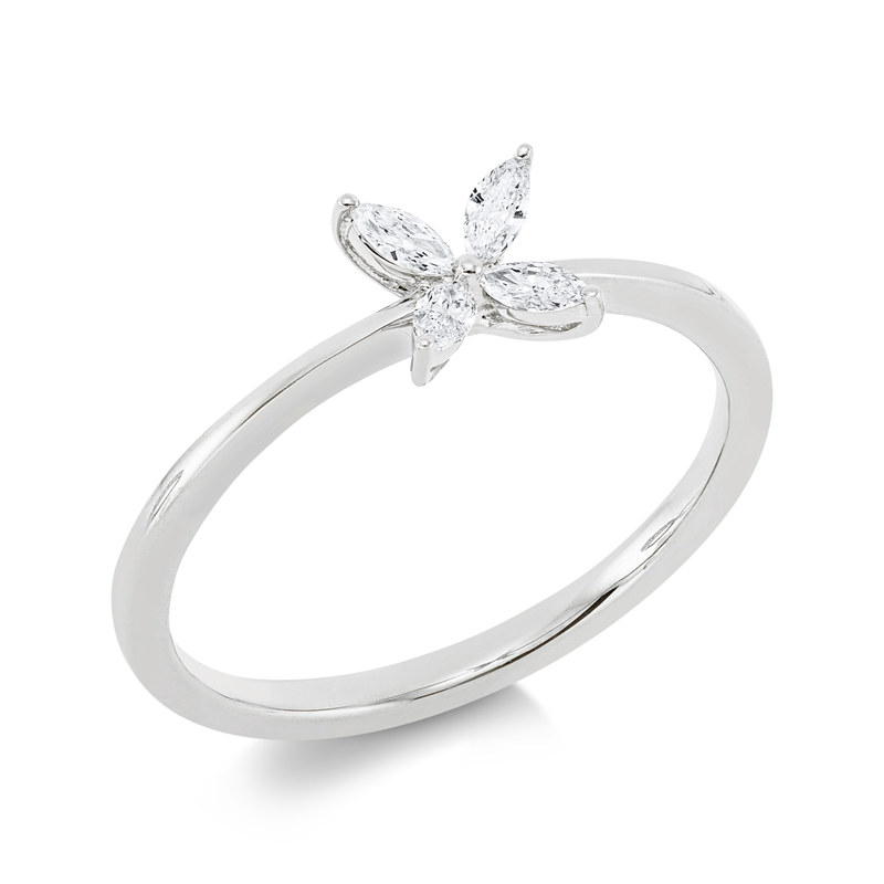 Ring    aus 750/-18 Karat Weißgold mit 4 Diamanten 0