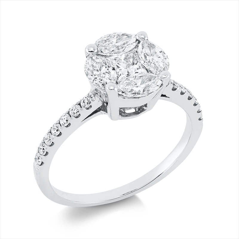 Ring    aus 750/-18 Karat Weißgold mit 19 Diamanten 1