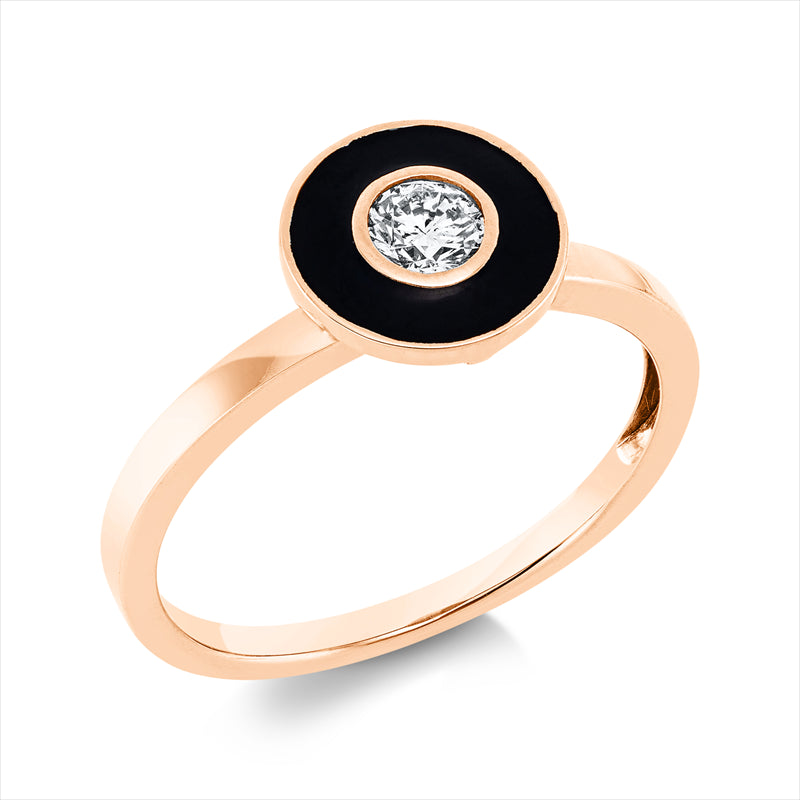 Ring mit Emaille  aus 750/-18 Karat Rotgold mit 1 Diamant 0