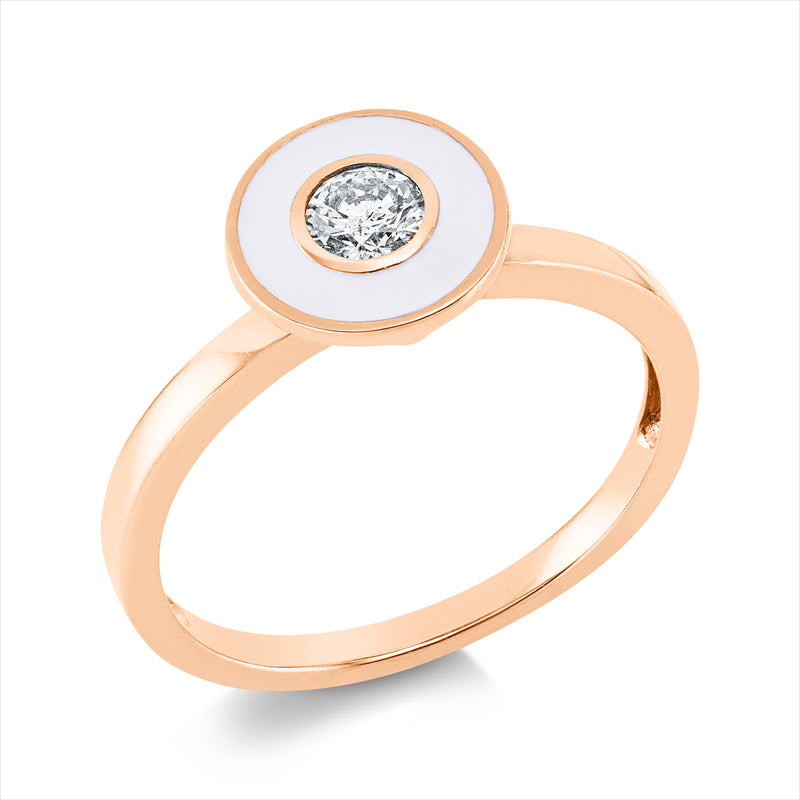 Ring mit Emaille  aus 750/-18 Karat Rotgold mit 1 Diamant 0