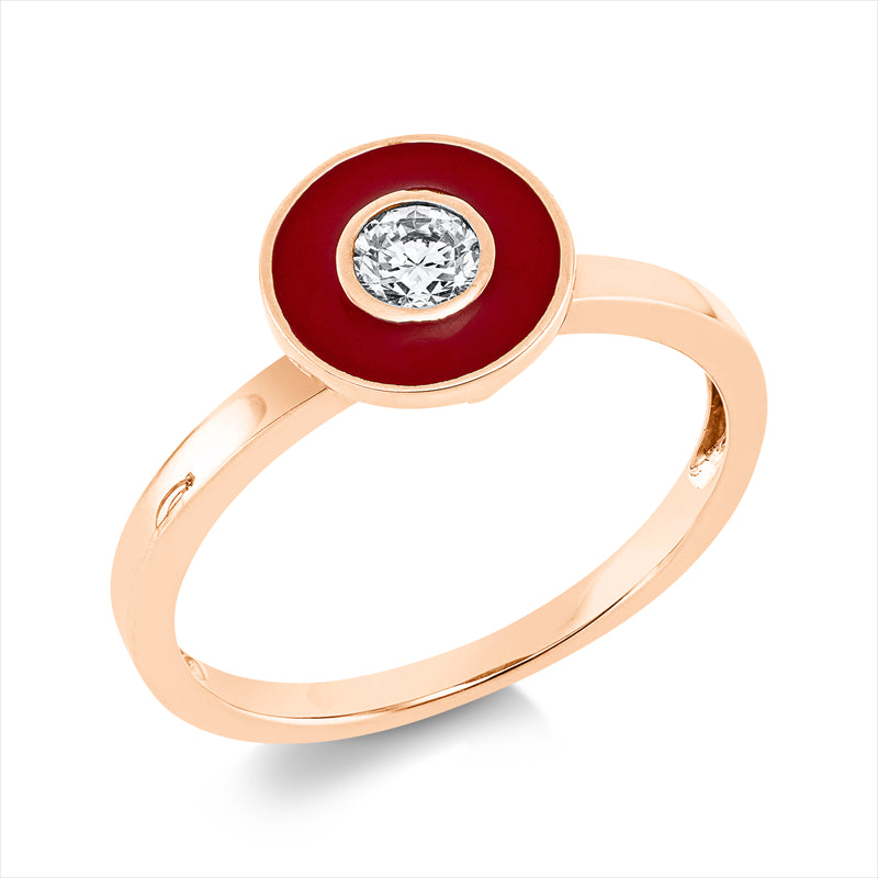 Ring mit Emaille  aus 750/-18 Karat Rotgold mit 1 Diamant 0