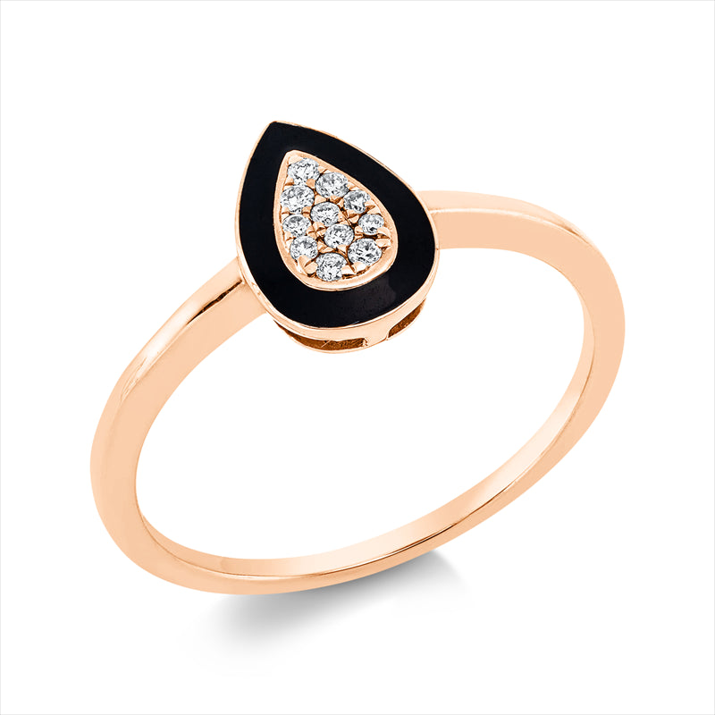 Ring mit Emaille  aus 750/-18 Karat Rotgold mit 11 Diamanten 0