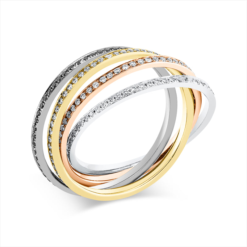 Ring    aus 750/-18 Karat Weißgold / Gelbgold / Rotgold mit 244 Diamanten 0