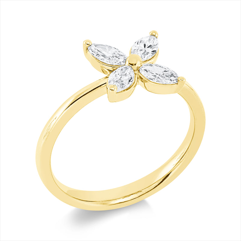 Ring    aus 750/-18 Karat Gelbgold mit 4 Diamanten 0