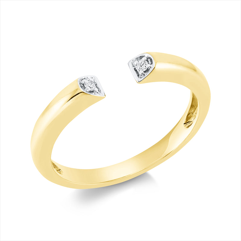 Ring    aus 585/-14 Karat Gelbgold mit 2 Diamanten 0