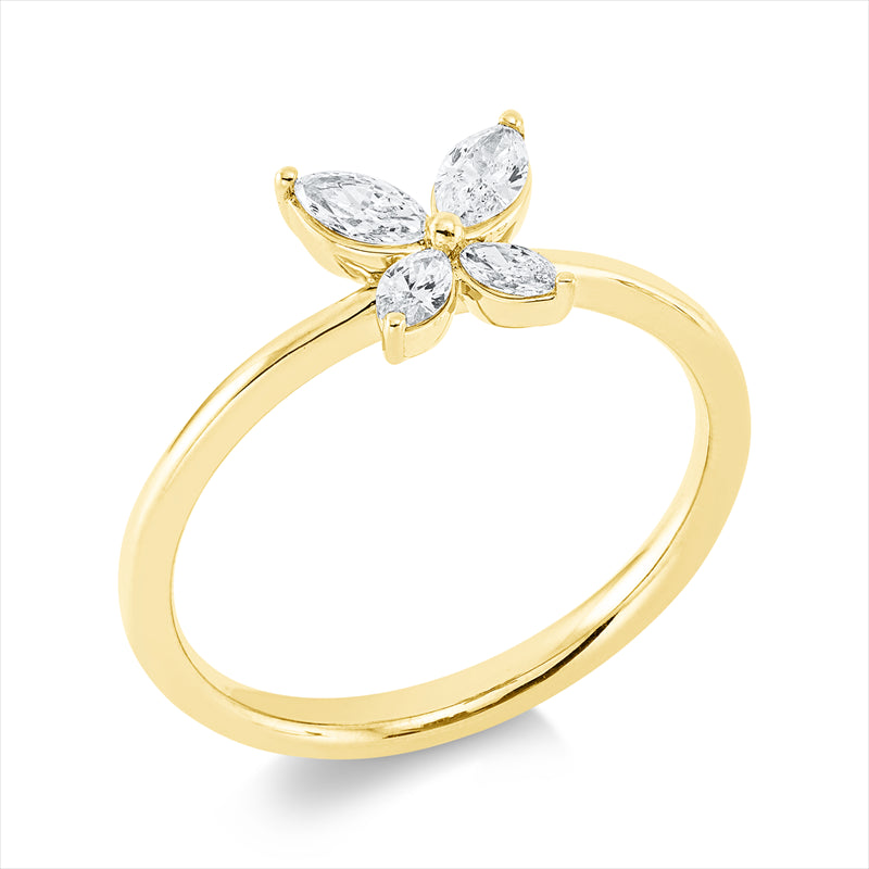 Ring    aus 750/-18 Karat Gelbgold mit 4 Diamanten 0