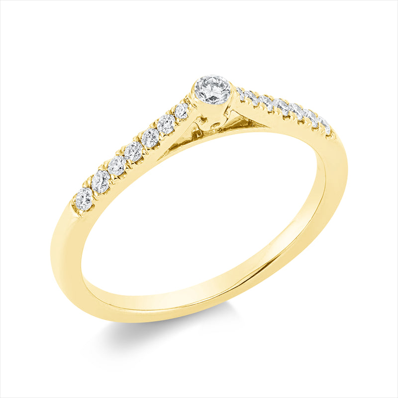 Ring    aus 750/-18 Karat Gelbgold mit 15 Diamanten 0