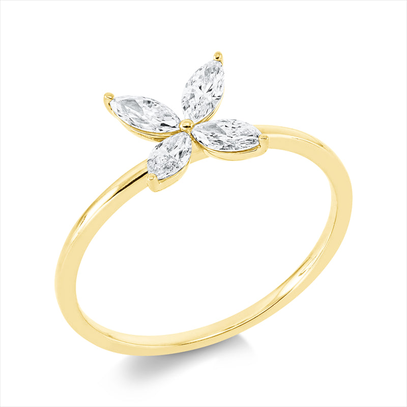 Ring    aus 750/-18 Karat Gelbgold mit 4 Diamanten 0