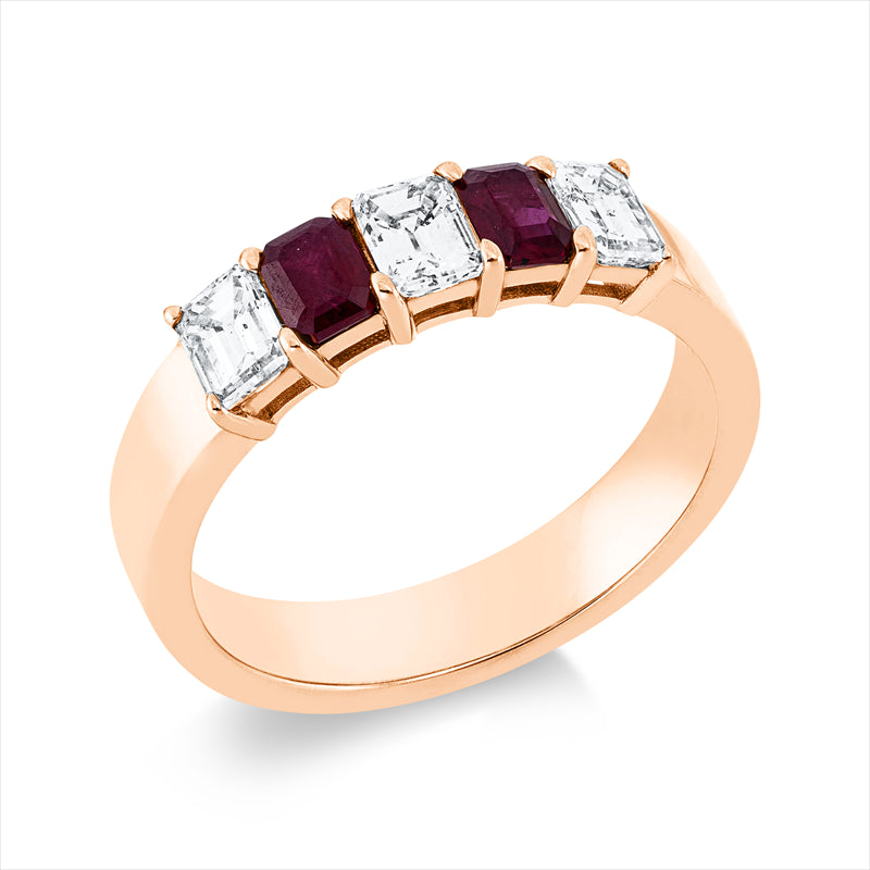 Ring mit Rubin  aus 750/-18 Karat Rotgold mit 3 Diamanten 0