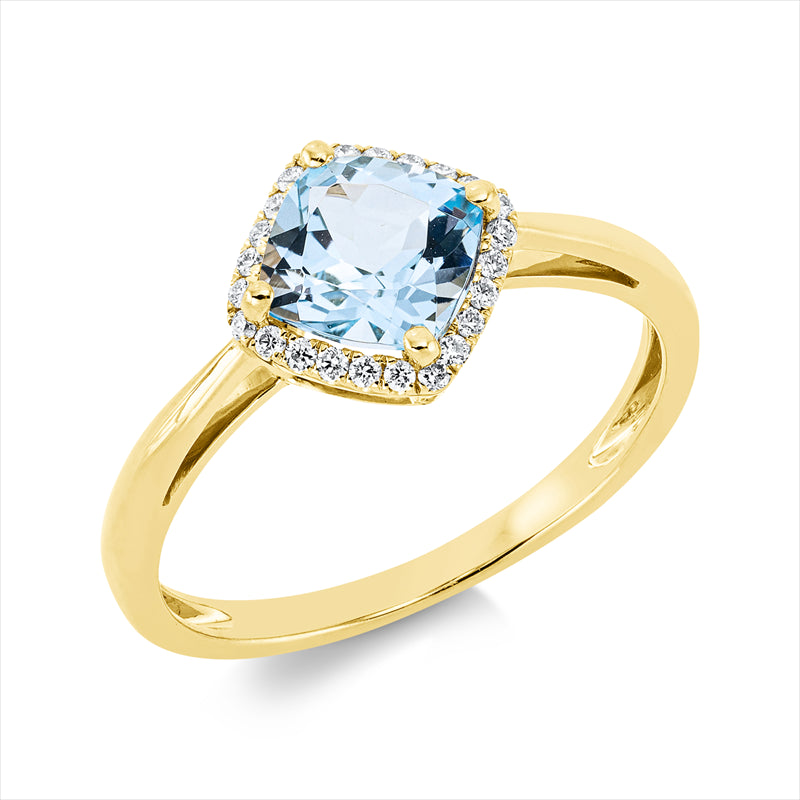 Ring mit Topas  aus 750/-18 Karat Gelbgold mit 24 Diamanten 0