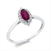 Ring mit Rubin  aus 750/-18 Karat Weißgold mit 14 Diamanten 0