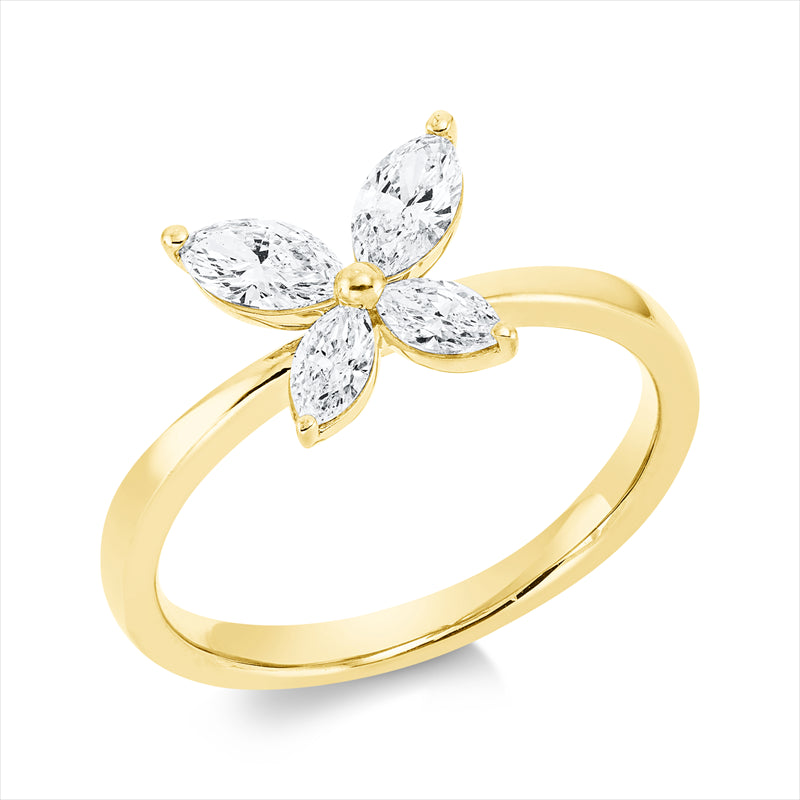 Ring    aus 750/-18 Karat Gelbgold mit 4 Diamanten 0