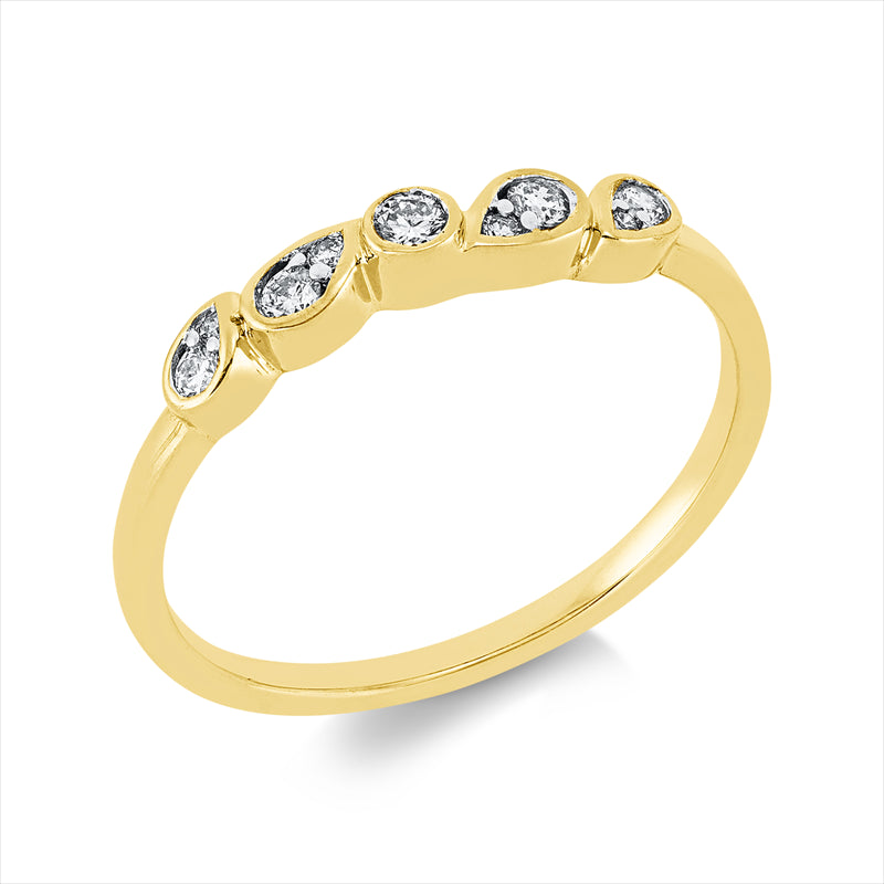 Ring    aus 750/-18 Karat Gelbgold mit 9 Diamanten 0