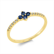 Ring mit Saphir  aus 750/-18 Karat Gelbgold mit 12 Diamanten 0
