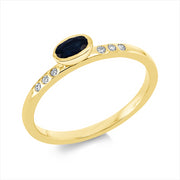Ring mit Saphir  aus 750/-18 Karat Gelbgold mit 6 Diamanten 0