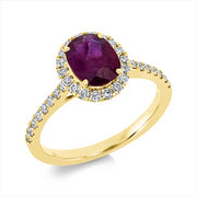 Ring mit Rubin  aus 750/-18 Karat Gelbgold mit 34 Diamanten 0