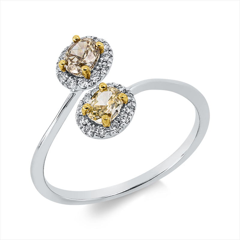 Ring    aus 750/-18 Karat Weißgold / Gelbgold mit 26 Diamanten 0