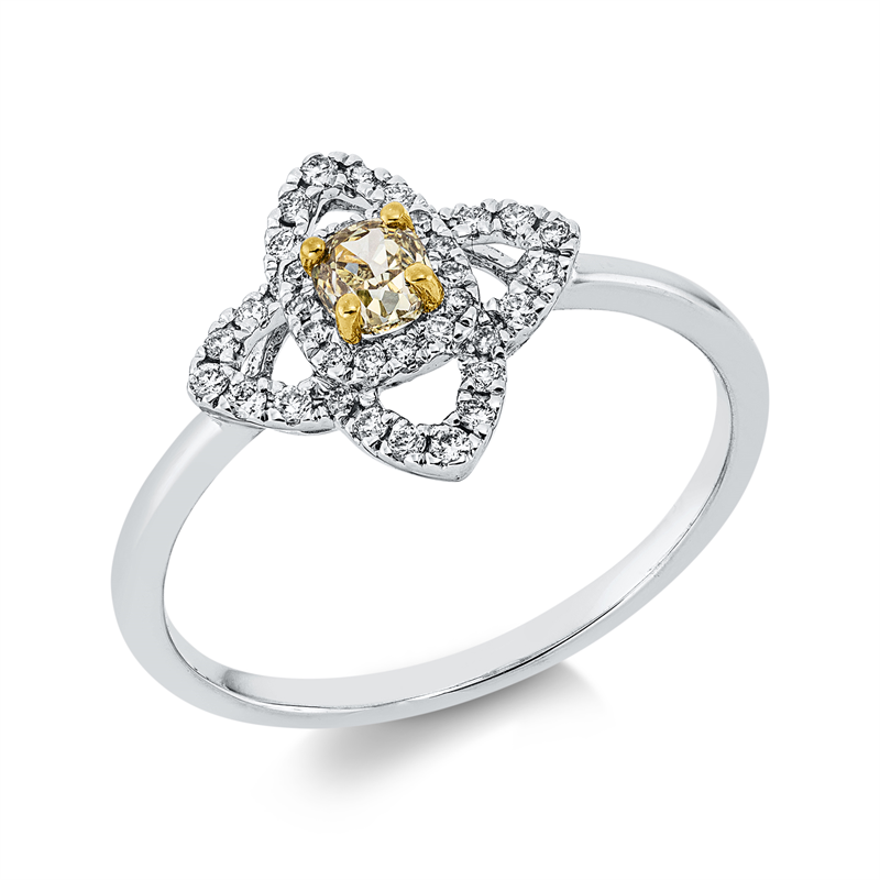 Ring    aus 750/-18 Karat Weißgold / Gelbgold mit 39 Diamanten 0