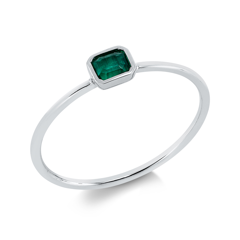 Ring mit Smaragd  aus 750/-18 Karat Weißgold  