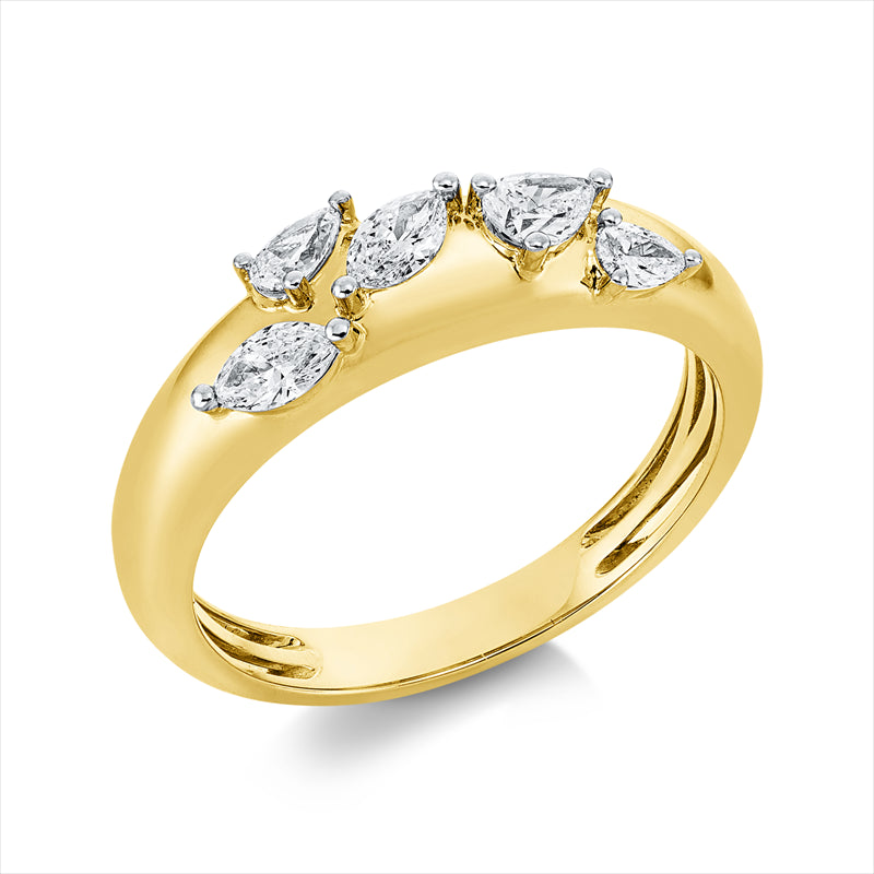 Ring    aus 585/-14 Karat Gelbgold mit 5 Diamanten 0