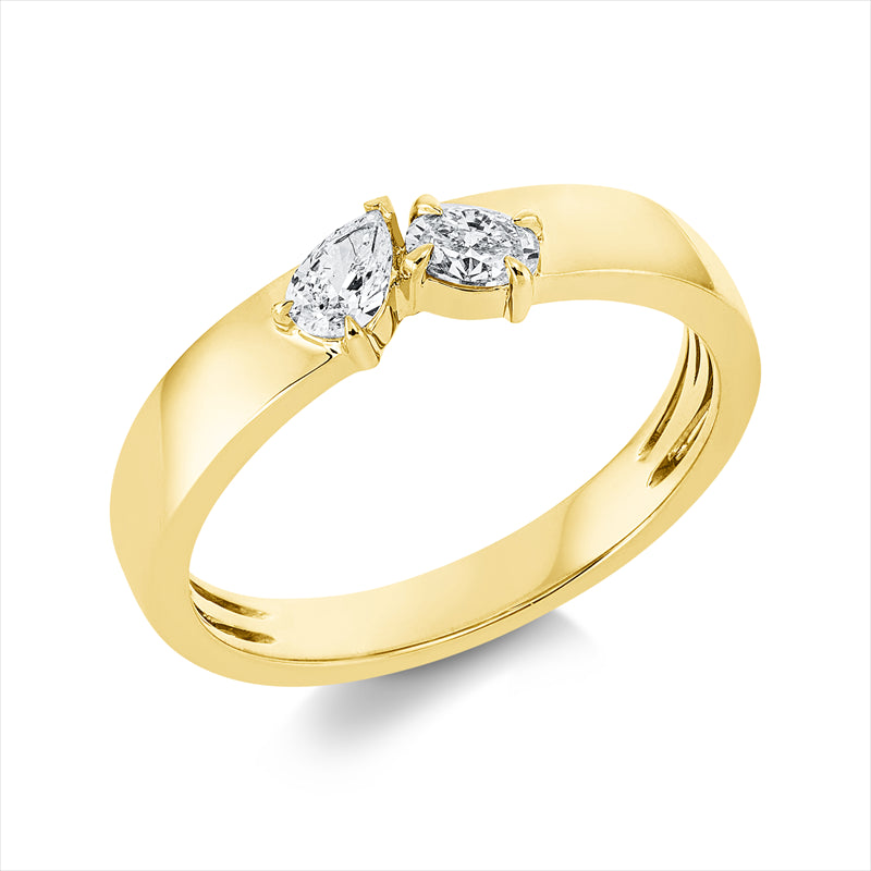 Ring    aus 585/-14 Karat Gelbgold mit 2 Diamanten 0