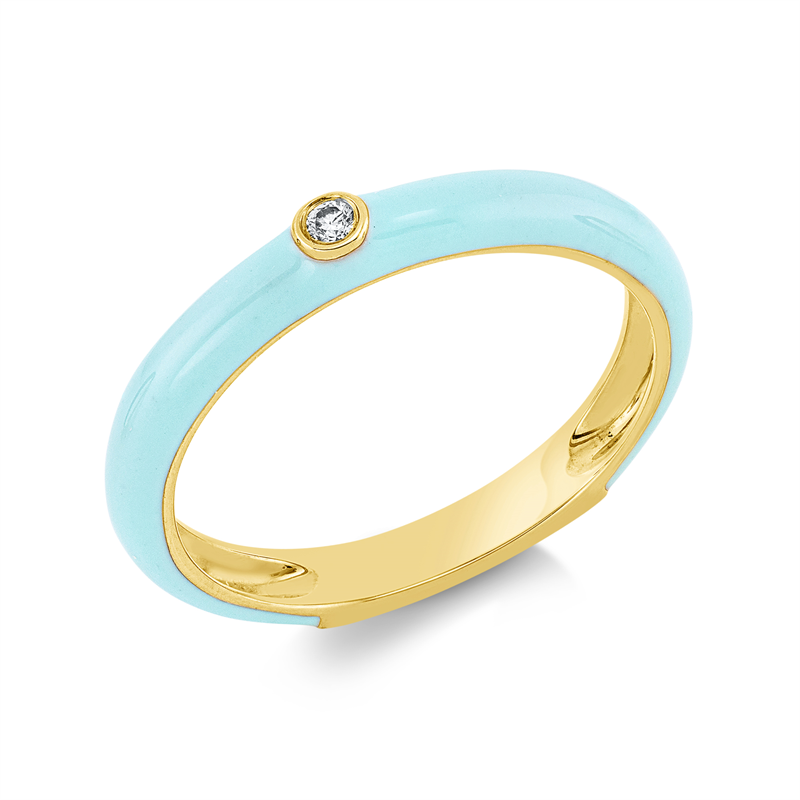 Ring mit Emaille  aus 750/-18 Karat Gelbgold mit 1 Diamant 0