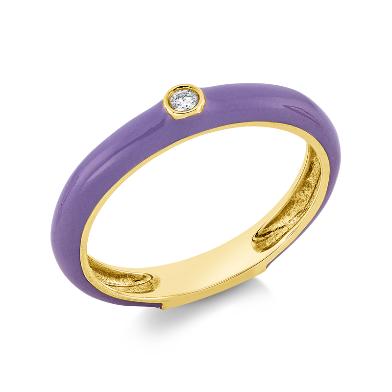 Ring mit Emaille  aus 750/-18 Karat Gelbgold mit 1 Diamant 0