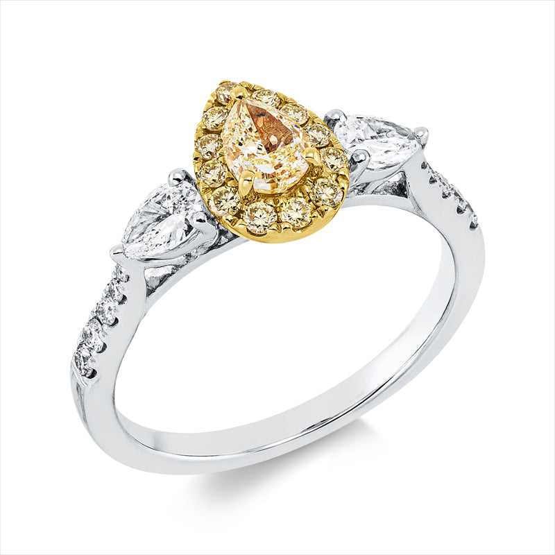 Ring    aus 750/-18 Karat Weißgold / Gelbgold mit 25 Diamanten 0