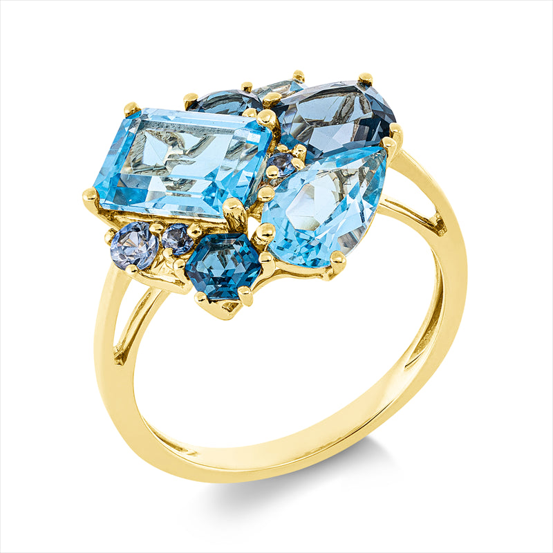 Ring mit Saphir  aus 750/-18 Karat Gelbgold  