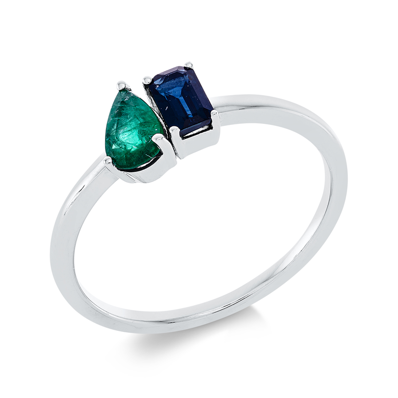 Ring mit Smaragd  aus 750/-18 Karat Weißgold  