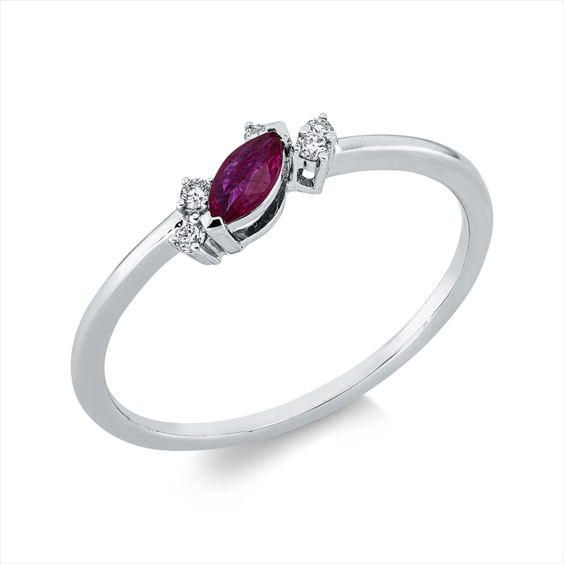 Ring mit Rubin  aus 750/-18 Karat Weißgold mit 5 Diamanten 0
